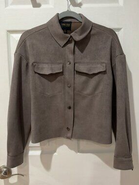 Women's TRUTH Suede Button Down Shirt Jacket